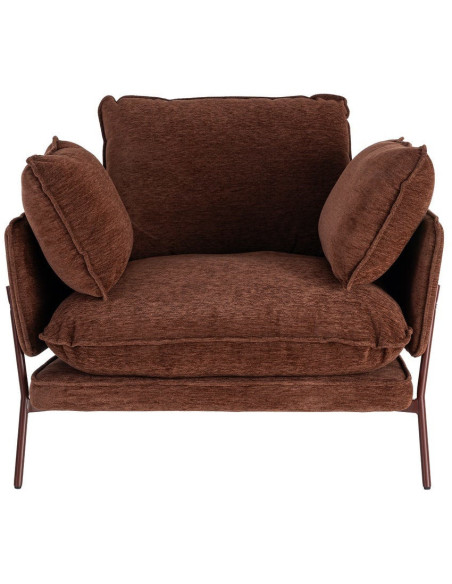 Fauteuil lounge design rétro seventies Tissu Marron foncé Métal Kandor 