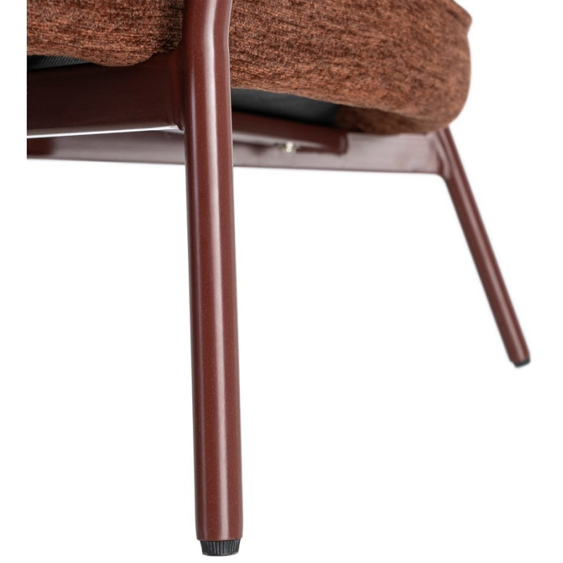 Fauteuil lounge design rétro seventies Tissu Marron foncé Métal Kandor 