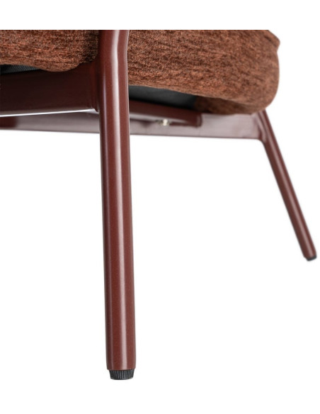 Fauteuil lounge design rétro seventies Tissu Marron foncé Métal Kandor 