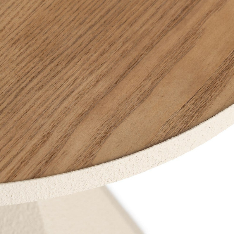 Table d'appoint design sculptural contemporain Ronde 45 cm Métal Blanc crème Bois MDF Naturel Érovia 