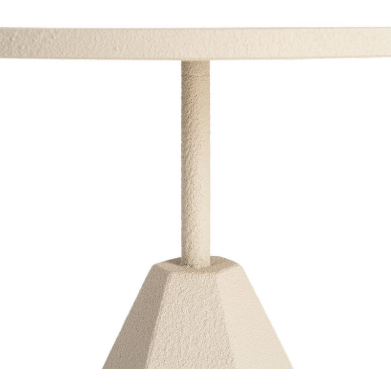 Table d'appoint design sculptural contemporain Ronde 45 cm Métal Blanc crème Bois MDF Naturel Érovia 