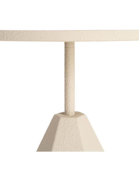 Table d'appoint design sculptural contemporain Ronde 45 cm Métal Blanc crème Bois MDF Naturel Érovia 