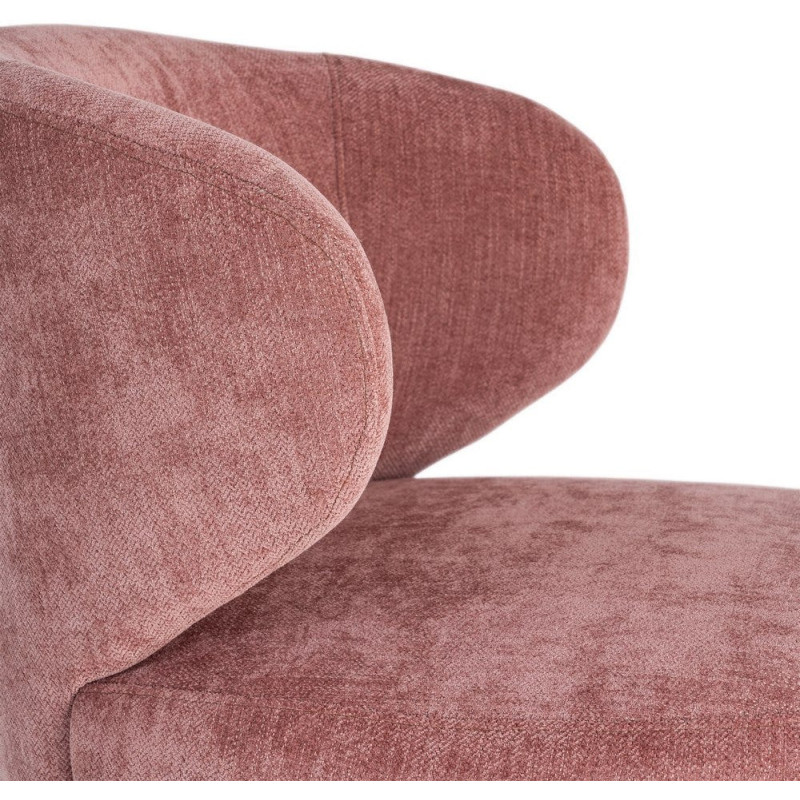 Fauteuil pivotant rétro organique Tissu Rose saumon Bois MDF Métal Sorevia 