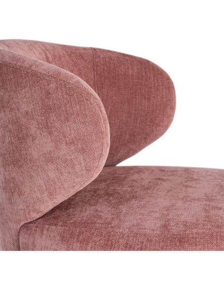 Fauteuil pivotant rétro organique Tissu Rose saumon Bois MDF Métal Sorevia 