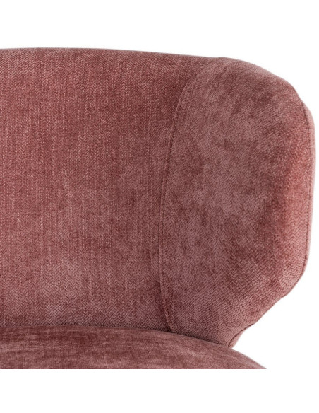 Fauteuil pivotant rétro organique Tissu Rose saumon Bois MDF Métal Sorevia 