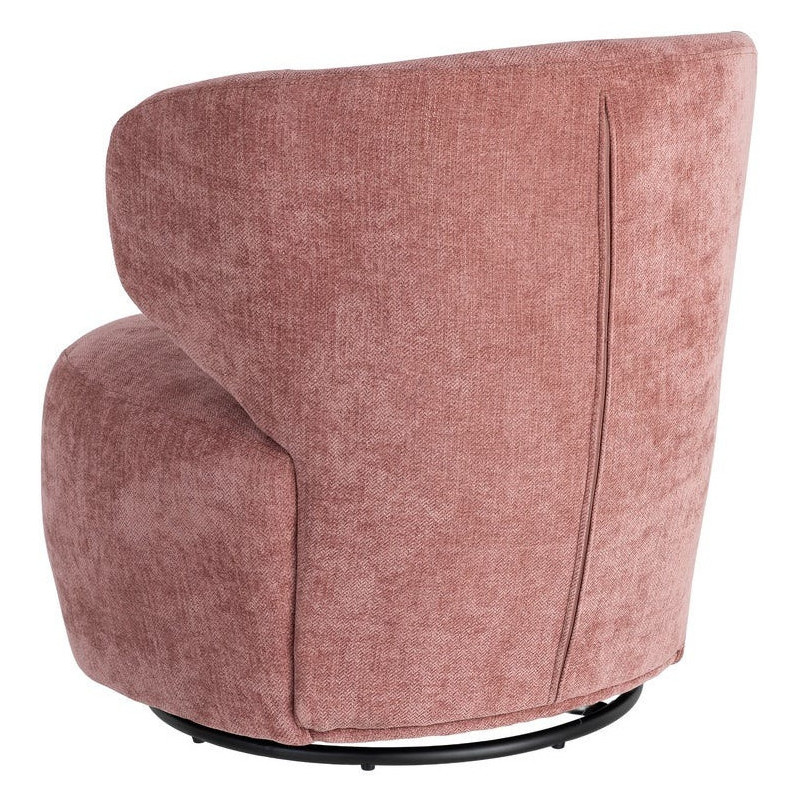 Fauteuil pivotant rétro organique Tissu Rose saumon Bois MDF Métal Sorevia 