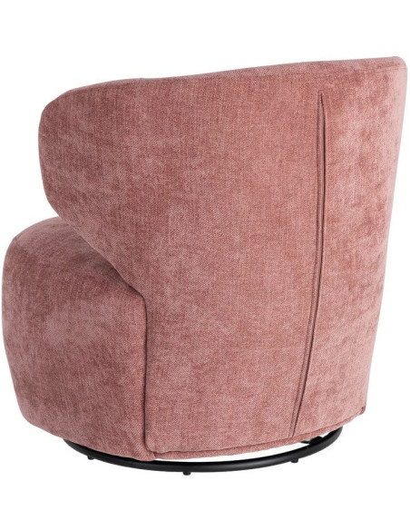 Fauteuil pivotant rétro organique Tissu Rose saumon Bois MDF Métal Sorevia 