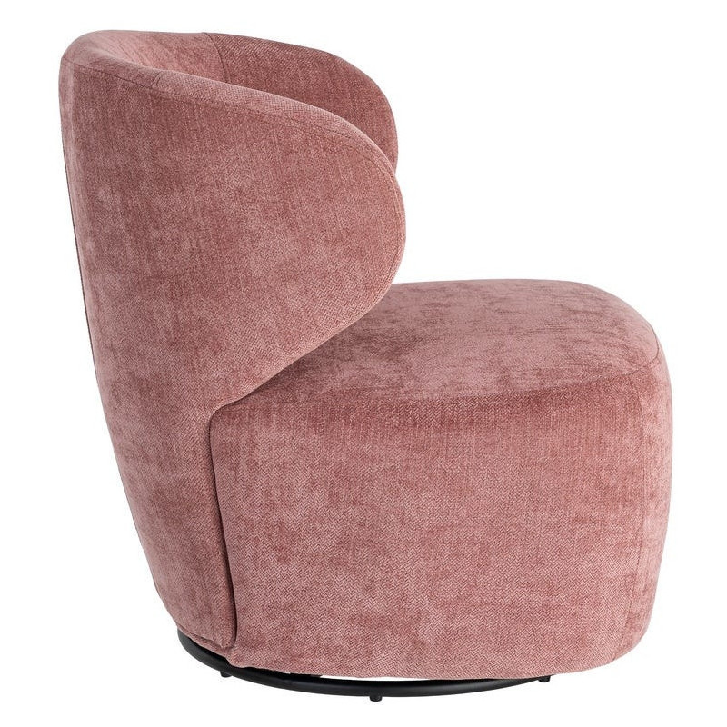 Fauteuil pivotant rétro organique Tissu Rose saumon Bois MDF Métal Sorevia 