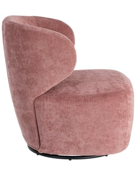 Fauteuil pivotant rétro organique Tissu Rose saumon Bois MDF Métal Sorevia 