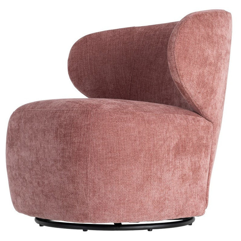 Fauteuil pivotant rétro organique Tissu Rose saumon Bois MDF Métal Sorevia 