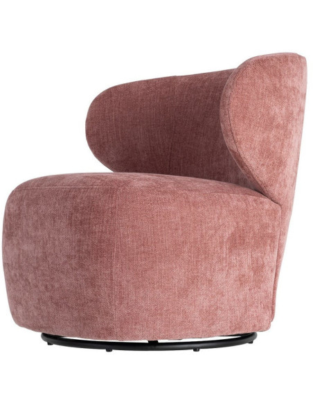 Fauteuil pivotant rétro organique Tissu Rose saumon Bois MDF Métal Sorevia 