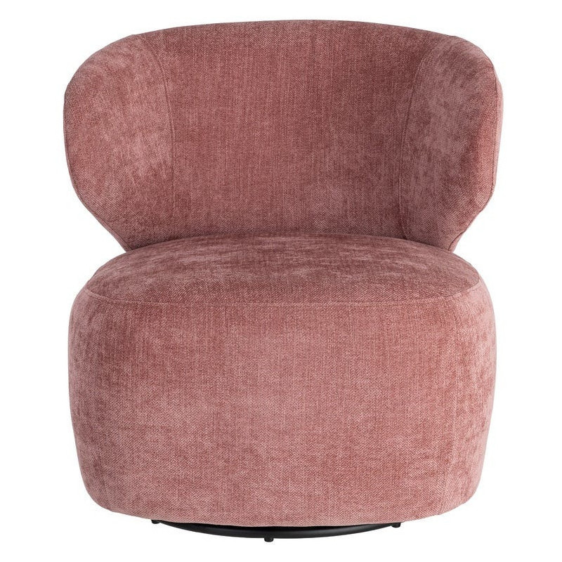 Fauteuil pivotant rétro organique Tissu Rose saumon Bois MDF Métal Sorevia 