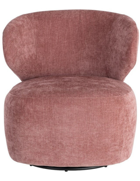 Fauteuil pivotant rétro organique Tissu Rose saumon Bois MDF Métal Sorevia 