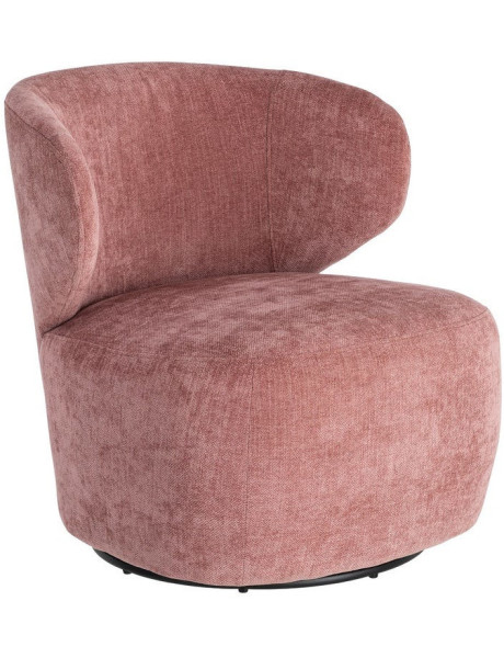 Fauteuil pivotant rétro organique Tissu Rose saumon Bois MDF Métal Sorevia