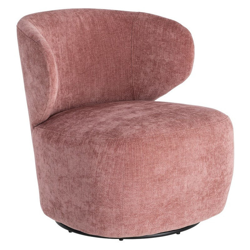 Fauteuil pivotant rétro organique Tissu Rose saumon Bois MDF Métal Sorevia
