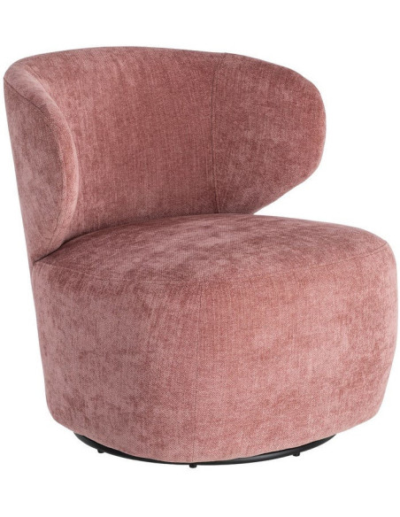 Fauteuil pivotant rétro organique Tissu Rose saumon Bois MDF Métal Sorevia