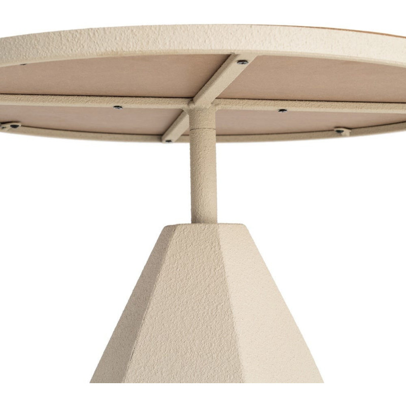 Table d'appoint design sculptural contemporain Ronde 50 cm Métal Blanc crème Bois MDF Naturel Érovia 