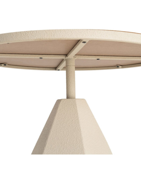 Table d'appoint design sculptural contemporain Ronde 50 cm Métal Blanc crème Bois MDF Naturel Érovia 