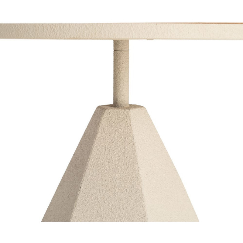 Table d'appoint design sculptural contemporain Ronde 50 cm Métal Blanc crème Bois MDF Naturel Érovia 