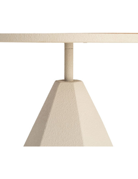 Table d'appoint design sculptural contemporain Ronde 50 cm Métal Blanc crème Bois MDF Naturel Érovia 