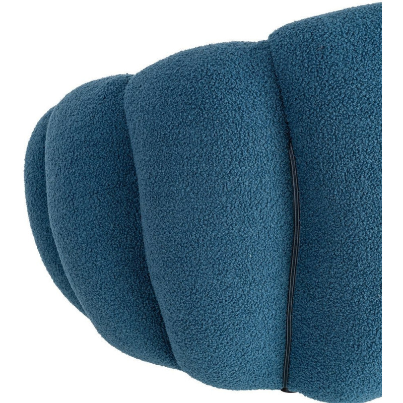 Fauteuil lounge design organique moderne style années 70 Tissu chiné texturé Bleu Bois MDF Cocoonyo 