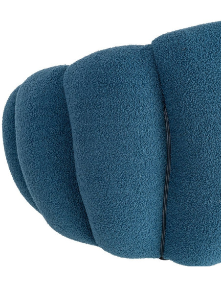 Fauteuil lounge design organique moderne style années 70 Tissu chiné texturé Bleu Bois MDF Cocoonyo 