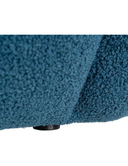 Fauteuil lounge design organique moderne style années 70 Tissu chiné texturé Bleu Bois MDF Cocoonyo 