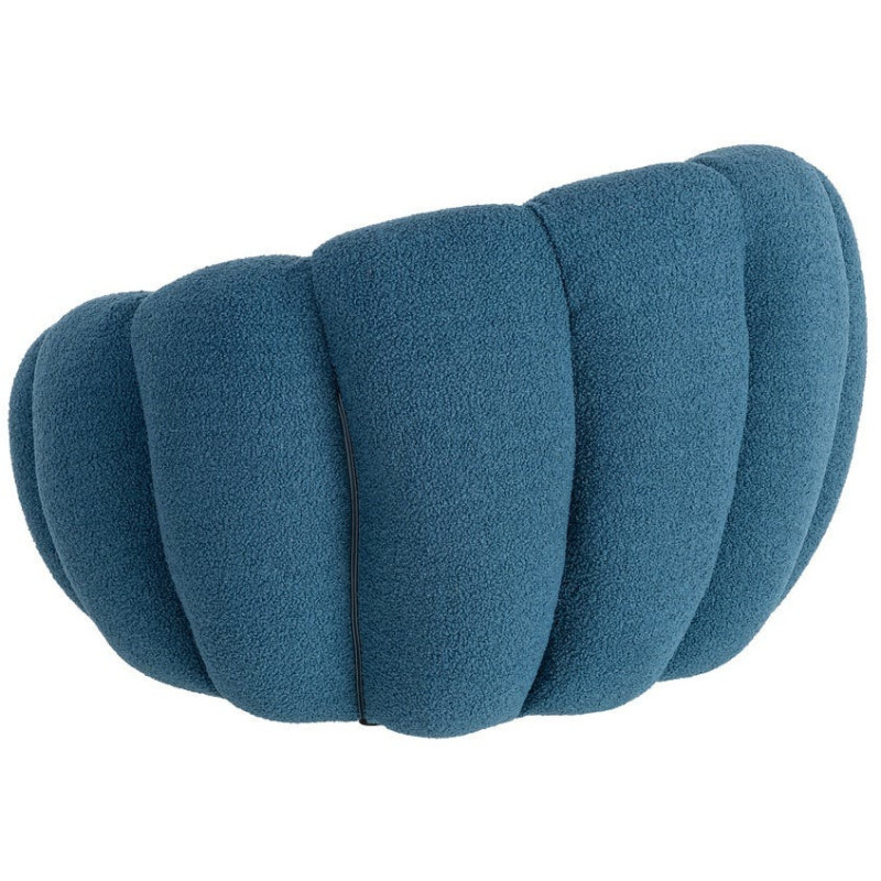 Fauteuil lounge design organique moderne style années 70 Tissu chiné texturé Bleu Bois MDF Cocoonyo 