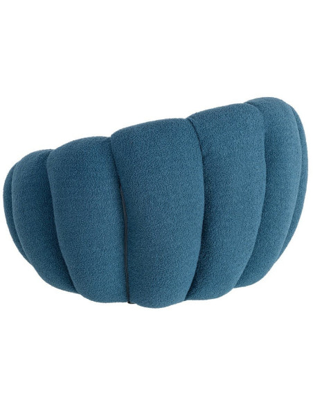 Fauteuil lounge design organique moderne style années 70 Tissu chiné texturé Bleu Bois MDF Cocoonyo 