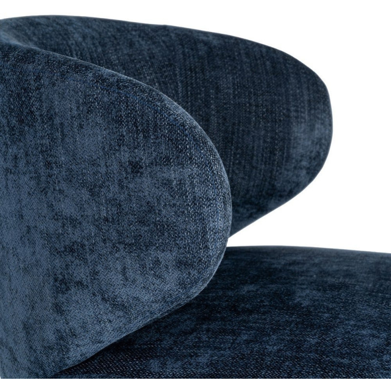 Fauteuil pivotant rétro organique Tissu Bleu Bois MDF Métal Sorevia 