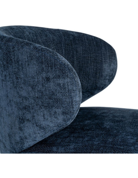 Fauteuil pivotant rétro organique Tissu Bleu Bois MDF Métal Sorevia 