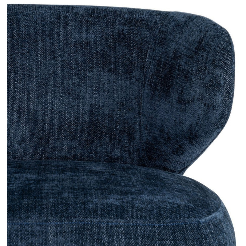 Fauteuil pivotant rétro organique Tissu Bleu Bois MDF Métal Sorevia 
