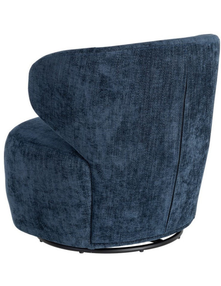 Fauteuil pivotant rétro organique Tissu Bleu Bois MDF Métal Sorevia 