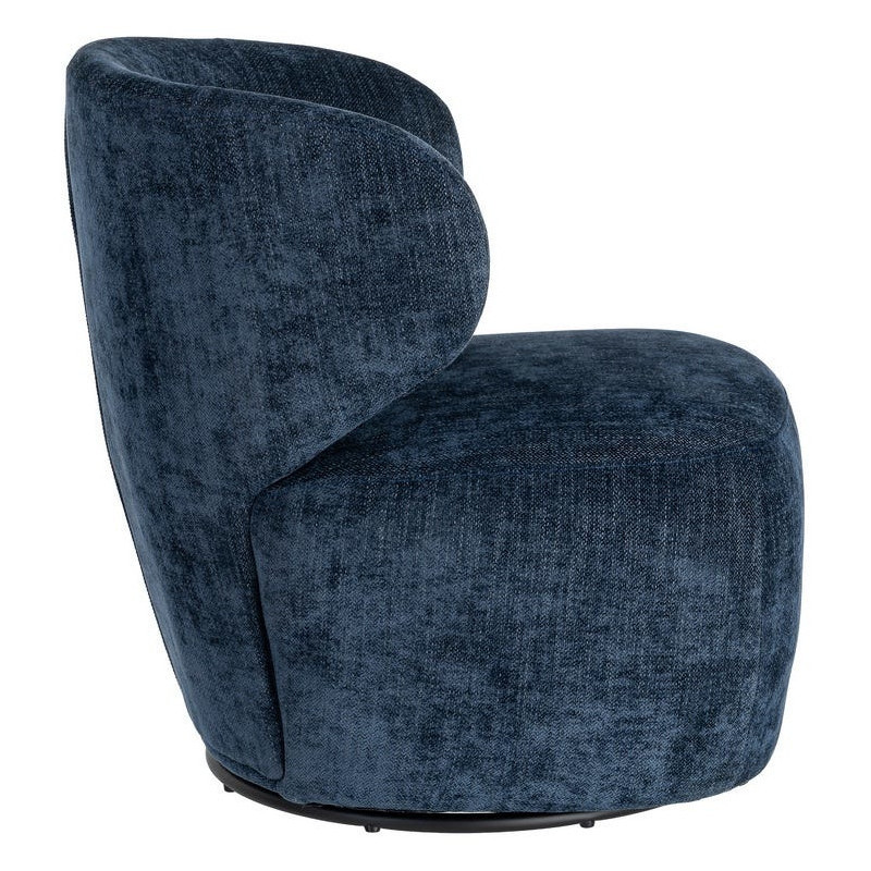 Fauteuil pivotant rétro organique Tissu Bleu Bois MDF Métal Sorevia 
