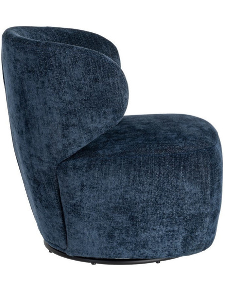 Fauteuil pivotant rétro organique Tissu Bleu Bois MDF Métal Sorevia 