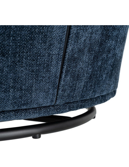 Fauteuil pivotant rétro organique Tissu Bleu Bois MDF Métal Sorevia 