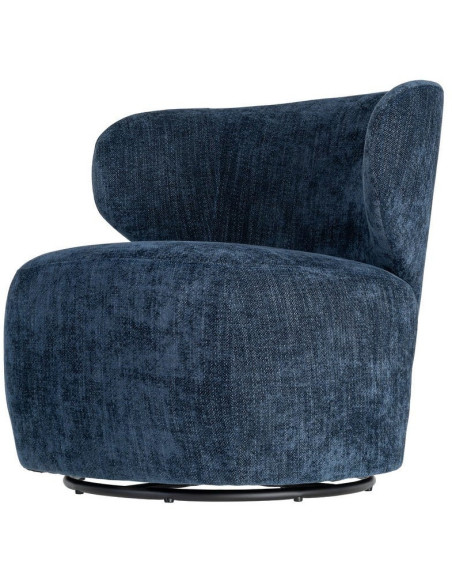 Fauteuil pivotant rétro organique Tissu Bleu Bois MDF Métal Sorevia 