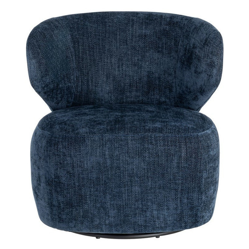 Fauteuil pivotant rétro organique Tissu Bleu Bois MDF Métal Sorevia 