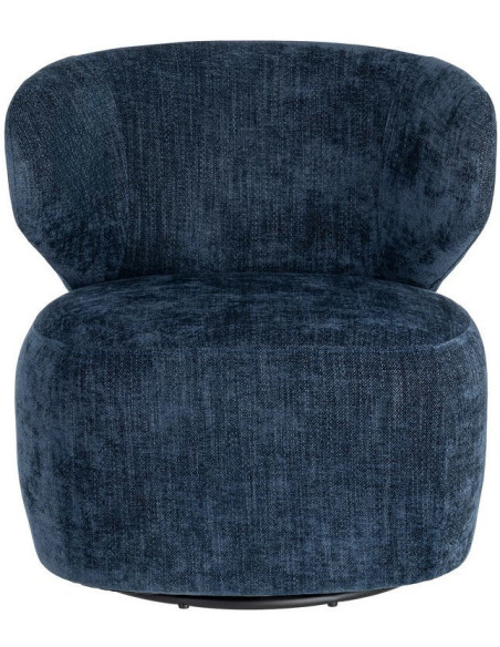 Fauteuil pivotant rétro organique Tissu Bleu Bois MDF Métal Sorevia 