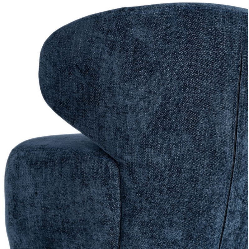 Fauteuil pivotant rétro organique Tissu Bleu Bois MDF Métal Sorevia 