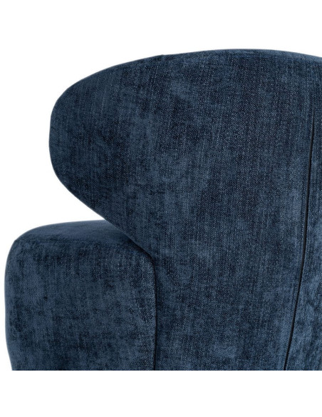 Fauteuil pivotant rétro organique Tissu Bleu Bois MDF Métal Sorevia 