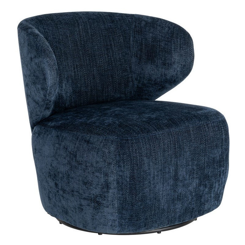 Fauteuil pivotant rétro organique Tissu Bleu Bois MDF Métal Sorevia
