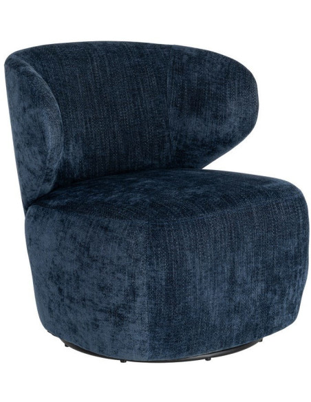 Fauteuil pivotant rétro organique Tissu Bleu Bois MDF Métal Sorevia