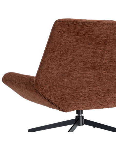 Fauteuil lounge pivotant design inspiration seventies Tissu Marron foncé Métal Noir Sirokko 