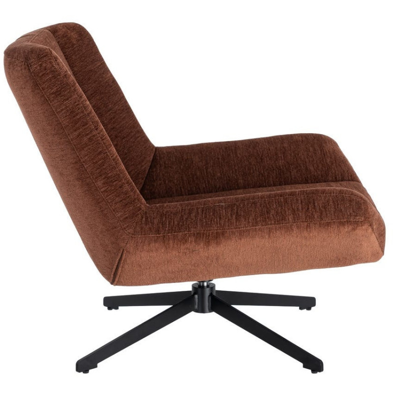 Fauteuil lounge pivotant design inspiration seventies Tissu Marron foncé Métal Noir Sirokko 