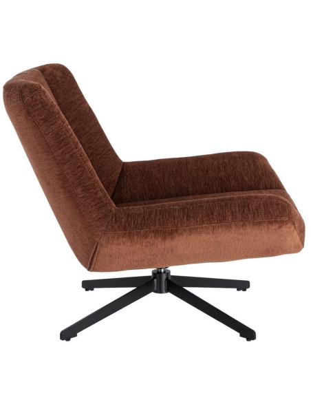Fauteuil lounge pivotant design inspiration seventies Tissu Marron foncé Métal Noir Sirokko 