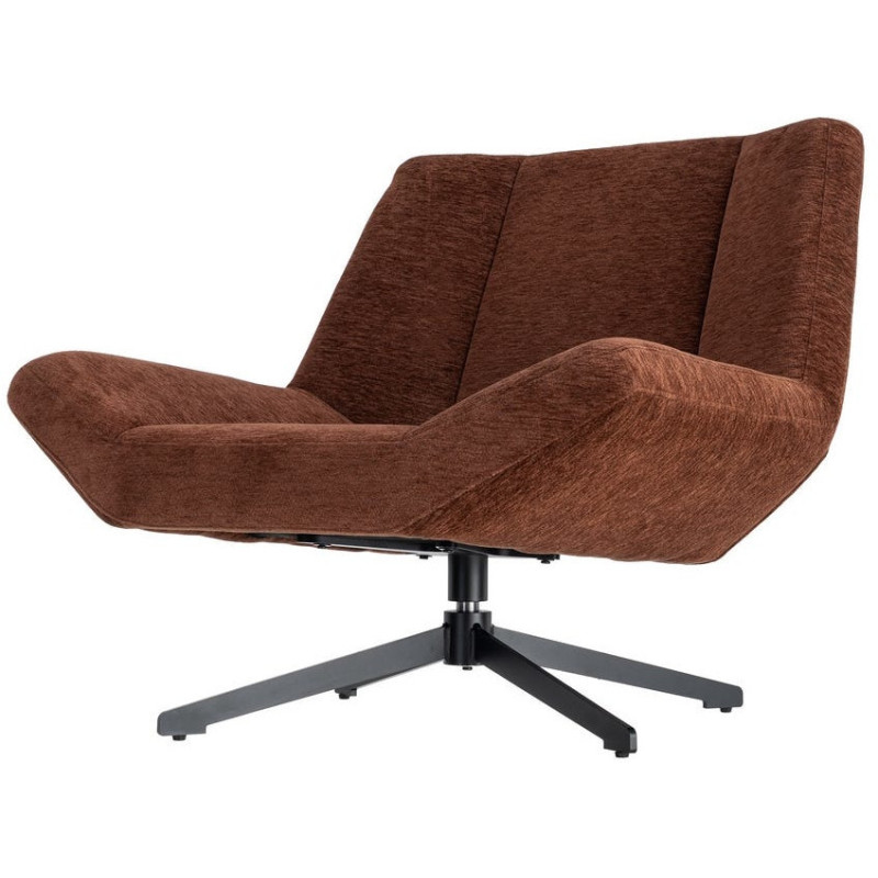 Fauteuil lounge pivotant design inspiration seventies Tissu Marron foncé Métal Noir Sirokko 