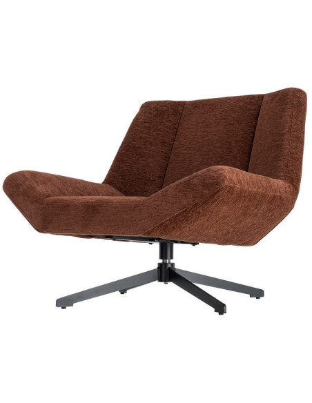 Fauteuil lounge pivotant design inspiration seventies Tissu Marron foncé Métal Noir Sirokko 