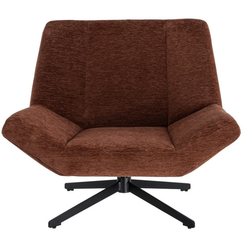 Fauteuil lounge pivotant design inspiration seventies Tissu Marron foncé Métal Noir Sirokko 