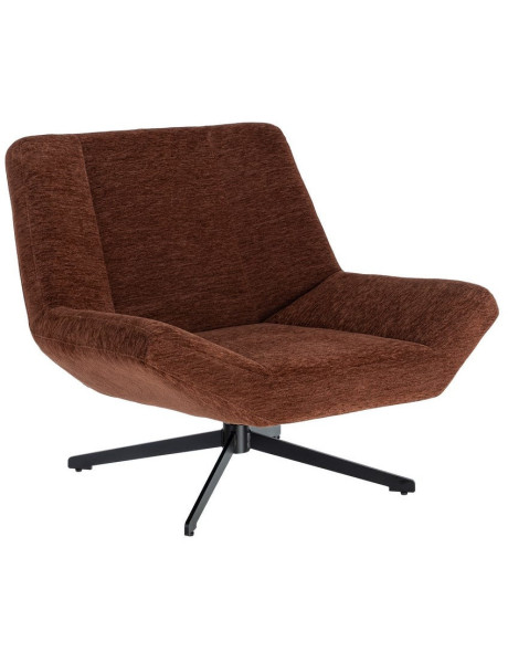 Fauteuil lounge pivotant design inspiration seventies Tissu Marron foncé Métal Noir Sirokko